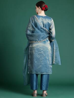 Women Ethnic Motifs Embroidered Kurta with Trousers & With Dupatta 7