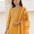 Mustard Printed Straight Kurta Trousers Dupatta Set Kurta Sets