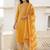 Mustard Printed Straight Kurta Trousers Dupatta Set Kurta Sets
