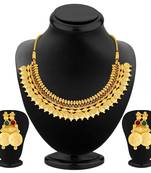 Glimmery Gold Plated Temple Jewellery Necklace Set