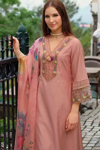 Women Ethnic Motifs Embroidered Thread Work Kurta with Trousers & With Dupatta