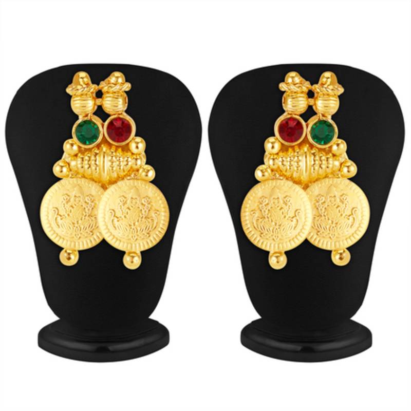 Glimmery Gold Plated Temple Jewellery Necklace Set