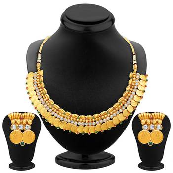 Pleasing Gold Plated Temple Jewellery Necklace Set 1