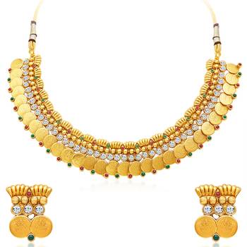Pleasing Gold Plated Temple Jewellery Necklace Set 2