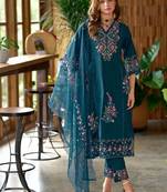 Women Ethnic Motifs Embroidered Kurta with Trousers & Dupatta