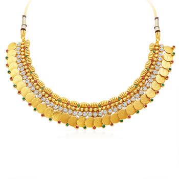 Pleasing Gold Plated Temple Jewellery Necklace Set 4