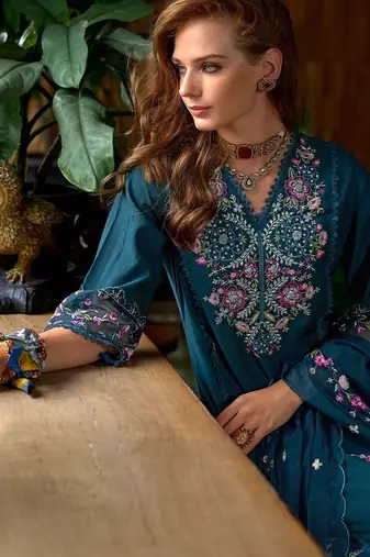 Women Ethnic Motifs Embroidered Kurta with Trousers & Dupatta
