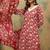 Floral printed cotton v neck kurta trouser & dupatta set