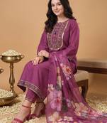 Women Ethnic Motifs Embroidered Thread Work Kurta with Trousers & With Dupatta