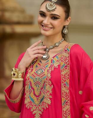 Women Geometric Embroidered A-Line Kurta with Trousers & Dupatta 6