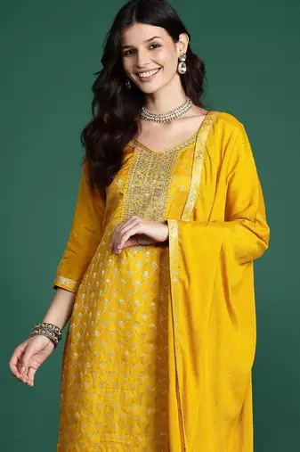 Ethnic Motifs Kurta with Trousers & With Dupatta