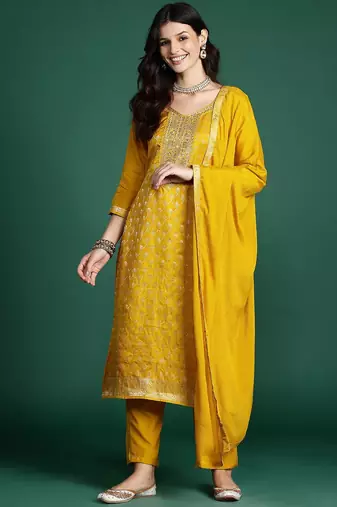 Ethnic Motifs Kurta with Trousers & With Dupatta