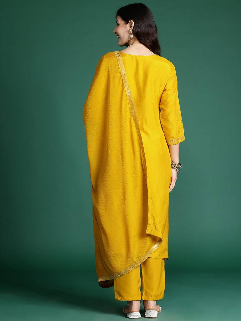 Ethnic Motifs Kurta with Trousers & With Dupatta