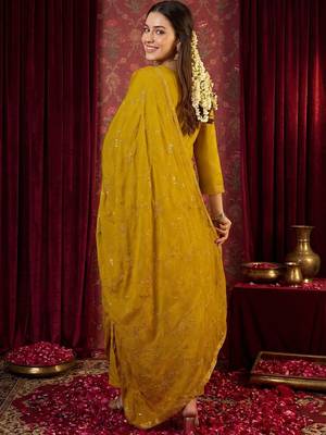 Women Ethnic Motifs Embroidered Regular Kurta with Trousers & With Dupatta 6