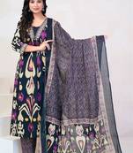 Women Embroidered Thread Work Cotton Kurta with Trousers & With Dupatta