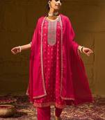 Women Ethnic Motifs Embroidered Kurta with Trousers & With Dupatta