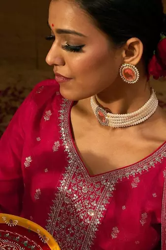 Women Ethnic Motifs Embroidered Kurta with Trousers & With Dupatta