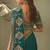 Teal bamber silk gota patti embroidery work saree with blouse