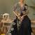 Black bamber silk gota patti embroidery work saree with blouse