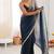 Blue & grey fendy satin shaded with lace border saree with blouse