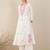 Floral Embroidered V-Neck Thread Work A-Line Kurta & Trousers With Dupatta