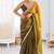 Mehendi & mustard fendy satin shaded with lace border saree with blouse