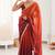 Maroon & rust fendy satin shaded with lace border saree with blouse