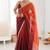 Maroon & rust fendy satin shaded with lace border saree with blouse
