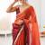 Maroon & rust fendy satin shaded with lace border saree with blouse