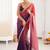 Purple & pink fendy satin shaded with lace border saree with blouse