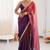 Purple & pink fendy satin shaded with lace border saree with blouse