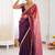 Purple & pink fendy satin shaded with lace border saree with blouse