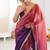 Purple & pink fendy satin shaded with lace border saree with blouse