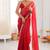 Red fendy satin shaded with lace border saree with blouse