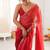Red fendy satin shaded with lace border saree with blouse