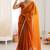 Orange fendy satin shaded with lace border saree with blouse