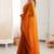 Orange fendy satin shaded with lace border saree with blouse