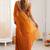 Orange fendy satin shaded with lace border saree with blouse