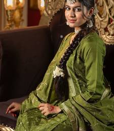 Embroidered Round Neck Straight Kurta With Trousers & Dupatta