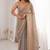 Grey fendy satin heavy embroidery sequins work saree with blouse
