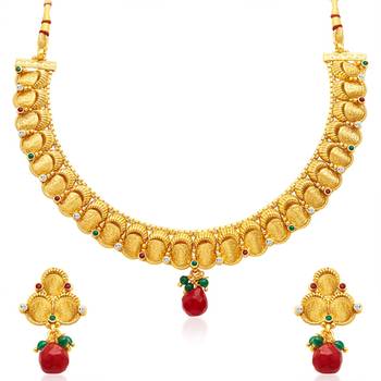 Stunning Gold Plated Temple Jewellery Necklace Set 2