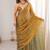Gold fendy satin heavy embroidery sequins work saree with blouse