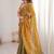 Gold fendy satin heavy embroidery sequins work saree with blouse