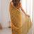Gold fendy satin heavy embroidery sequins work saree with blouse
