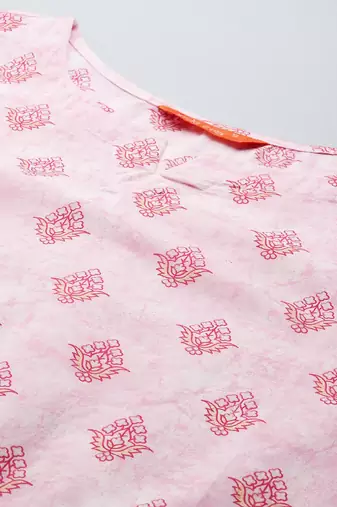 Floral Printed Cotton Kurta with Trousers