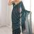 Teal fendy satin heavy embroidery sequins work saree with blouse