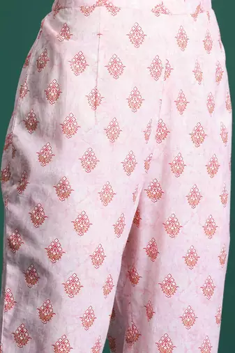 Floral Printed Cotton Kurta with Trousers