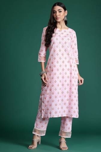 Floral Printed Cotton Kurta with Trousers