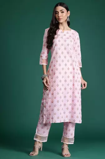 Floral Printed Cotton Kurta with Trousers