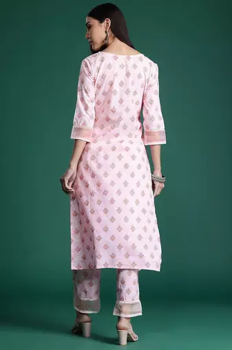 Floral Printed Cotton Kurta with Trousers